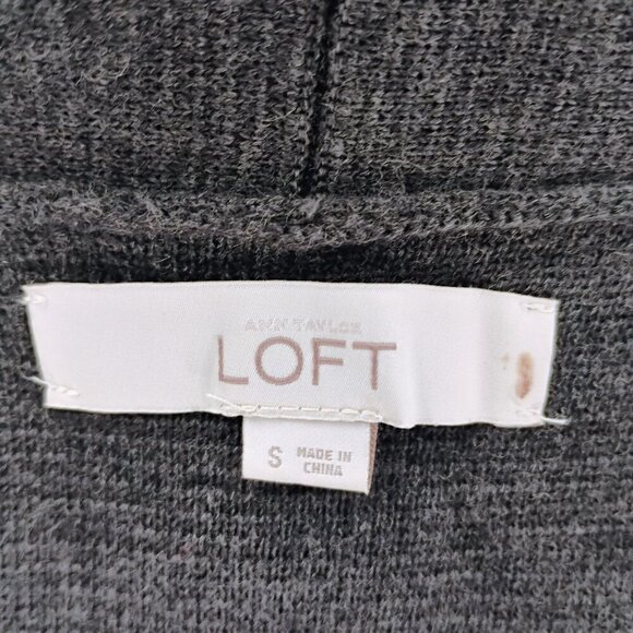 Loft Women's Gray Open Front Cardigan Sweater Size S merino wool blazer - Picture 12 of 13